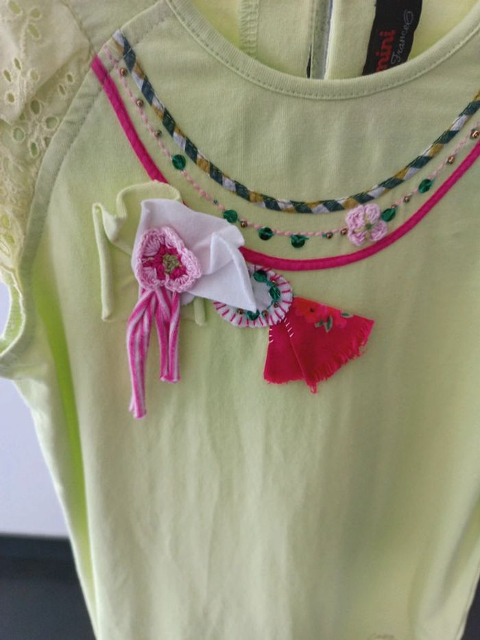 Robe rose et verte catimini taille 8 ans - photo numéro 5