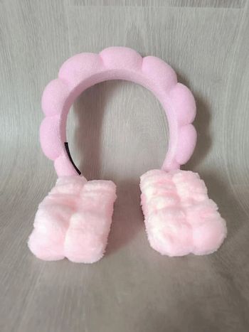 Lot serre tête bandeau et bracelets en éponge rose