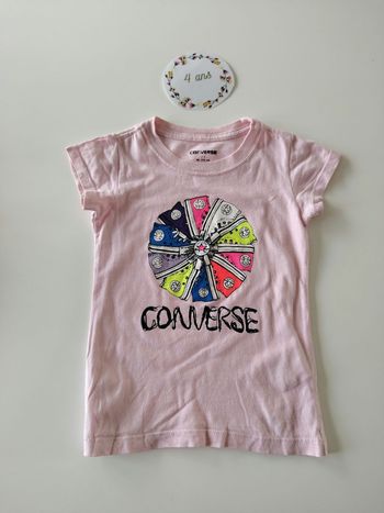 T-shirt manches courtes rose 4ans converse