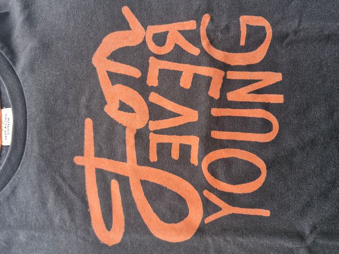 T-shirt manches courtes 3 ans Tape à l’œil Noir orange Texte Forever Young - photo numéro 3