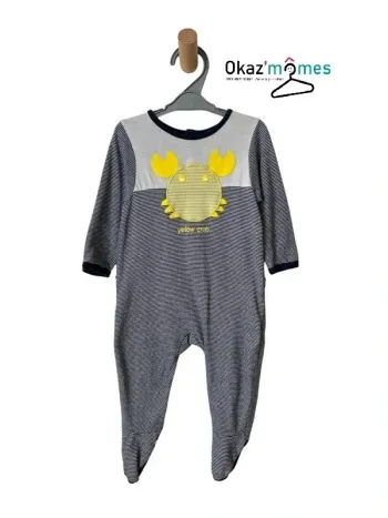 Pyjama rayé en coton, motif crabe - Obaïbi 12 mois (74cm)