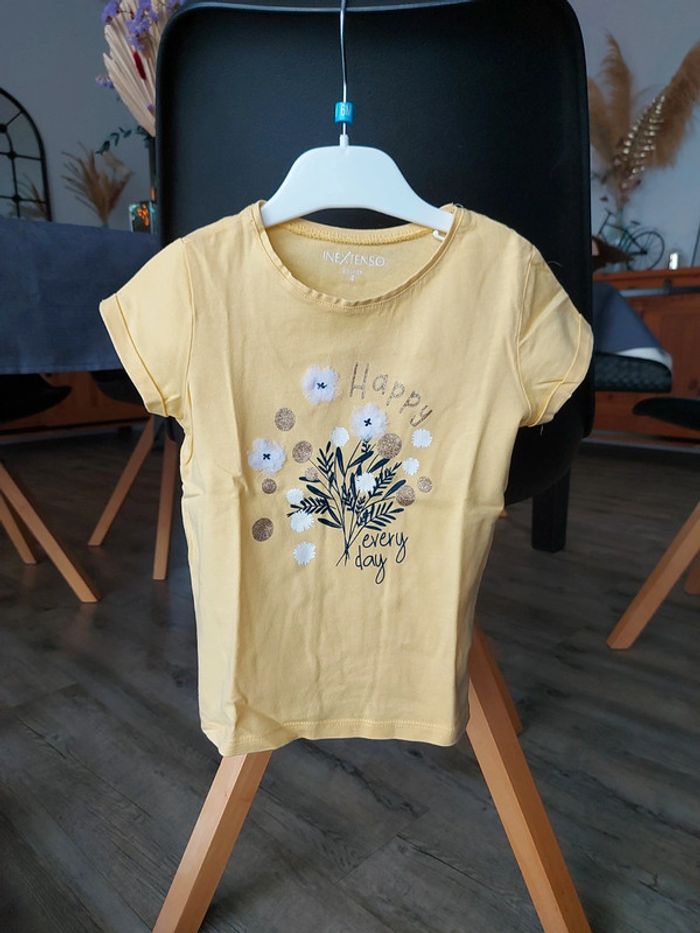 Tee-shirt manches courtes jaune In Extenso 4 ans