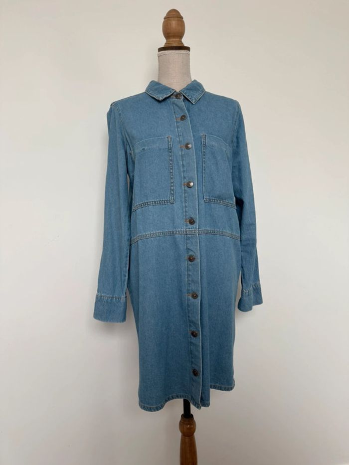 Robe jean manches fluide léger tunique bleu poches Kleid dress Vestido Vestito jurk jumpsuit femme - photo numéro 5