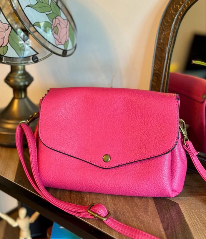 Sac en cuir rose Borse in Pelle – Bandoulière ajustable porté épaule