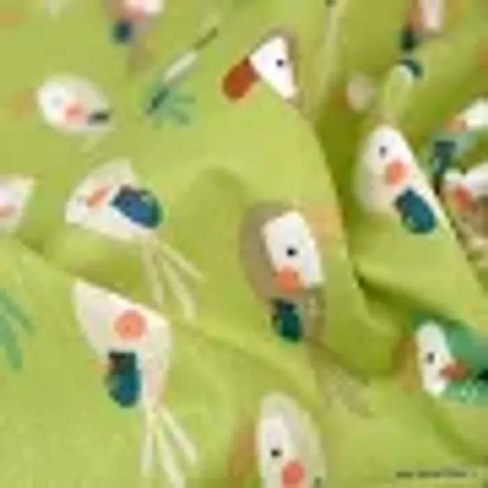Coupons tissus coton motif TOUCAN– Bio - Neuf - photo numéro 4