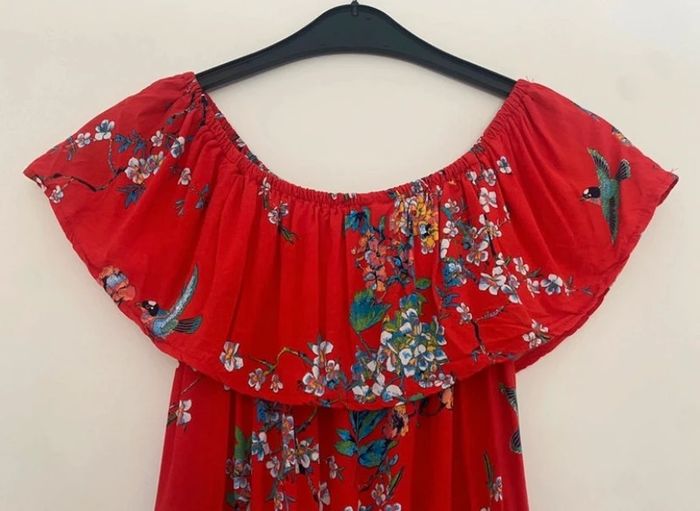 Combishort rouge fleurie été - photo numéro 3