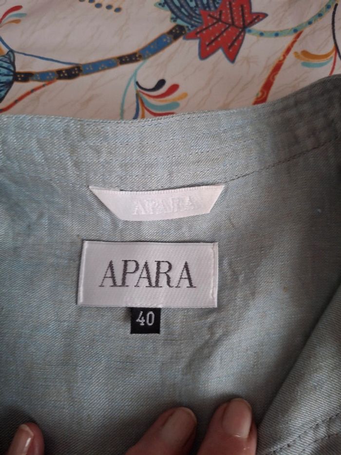 Saharienne "APARA" 100% lin, bleu ciel raffiné taille 40 - photo numéro 12