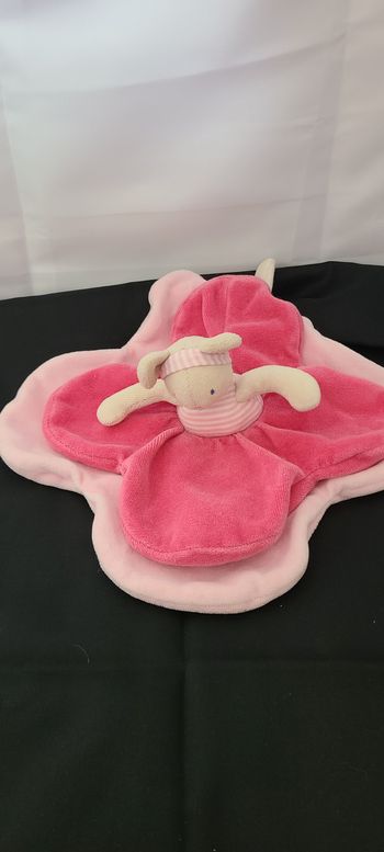 Doudou plat fleur Souris Lila Patachon rose MOULIN ROTY