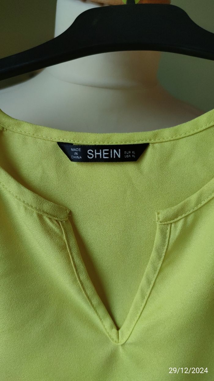 Blouse manches  dentelle  jaune - photo numéro 9