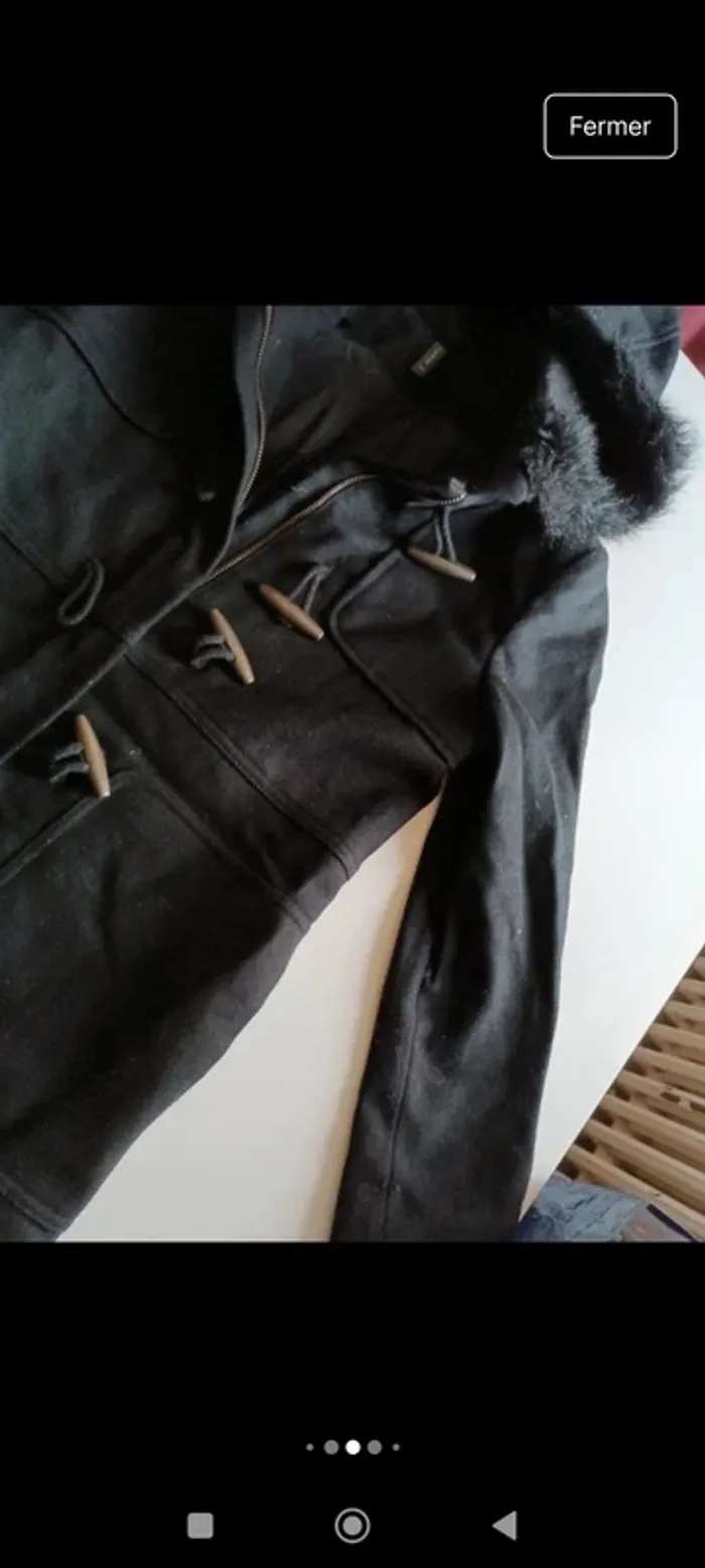 Blouson manteau duffle-coat femme Naf Naf taille 34 à capuche 80%de laine - photo numéro 5