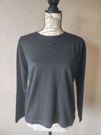 Tee shirt long noir en mérinos taille S