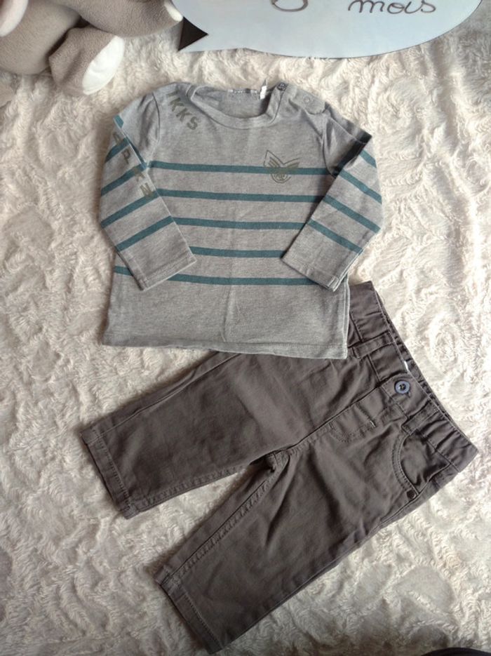 Ensemble (tee shirt manches longues ikks+pantalon Gémo) Garçon 6 mois Japon Tour Japan - photo numéro 2