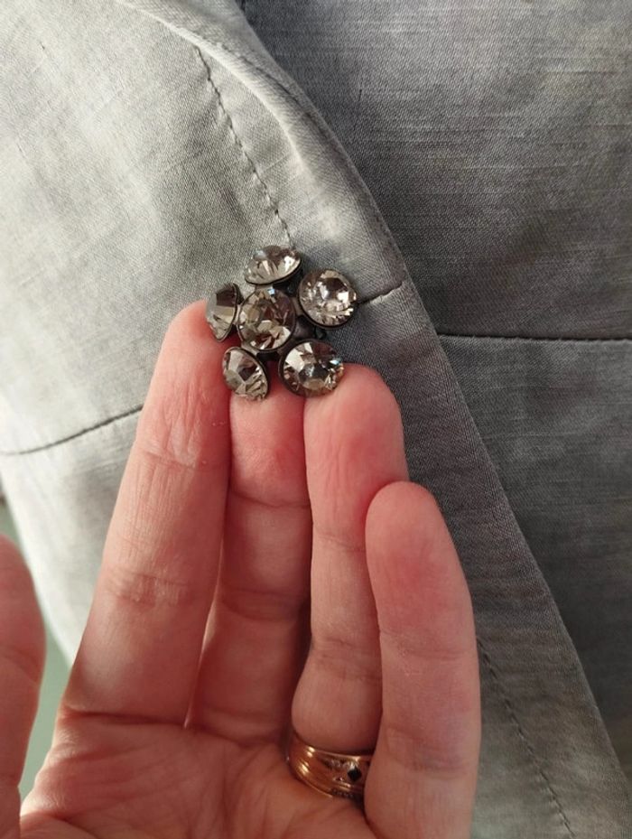 🌹 Ensemble Veste & Robe Gris Irisé Lin Antonelle T38/40🌹 - photo numéro 5