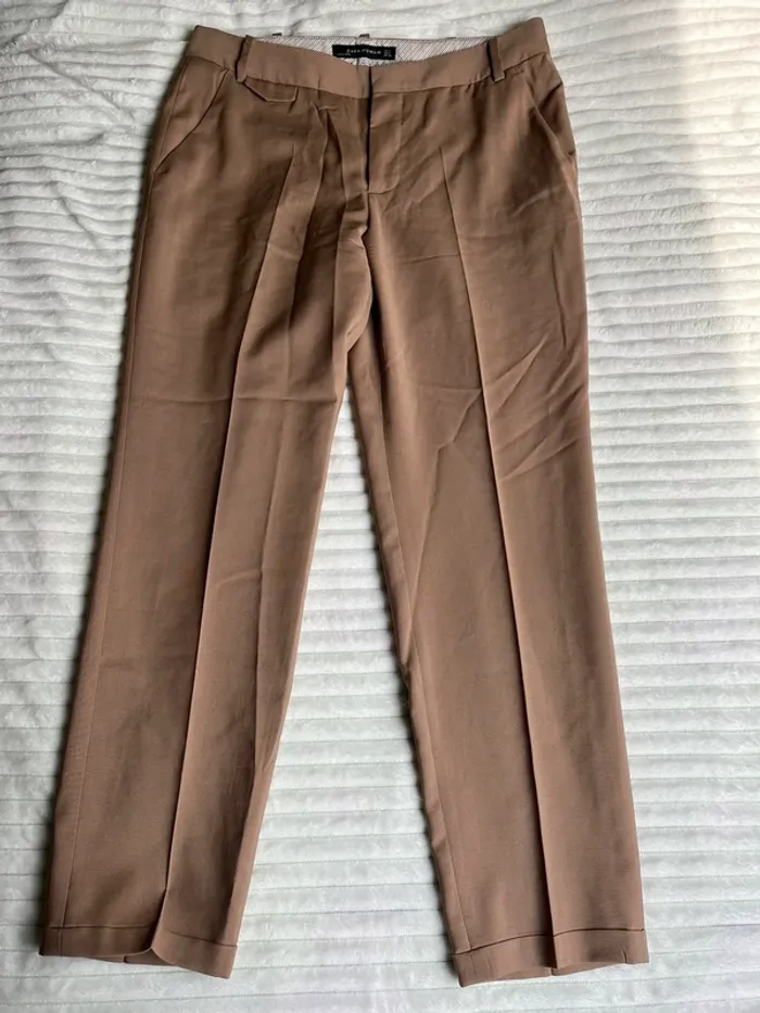Pantalon droit camel zara