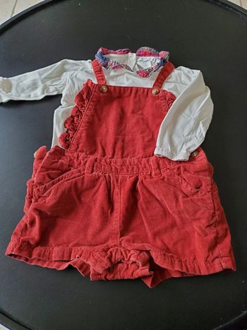 Ensemble salopette short et t-shirt 12 mois