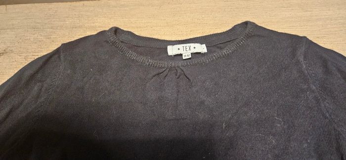 Pull noir léger à manches longues et bord brillant, Tex 11/12 ans, nickel - photo numéro 7