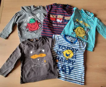 Lot 5 t-shirts manches longues - 12 mois