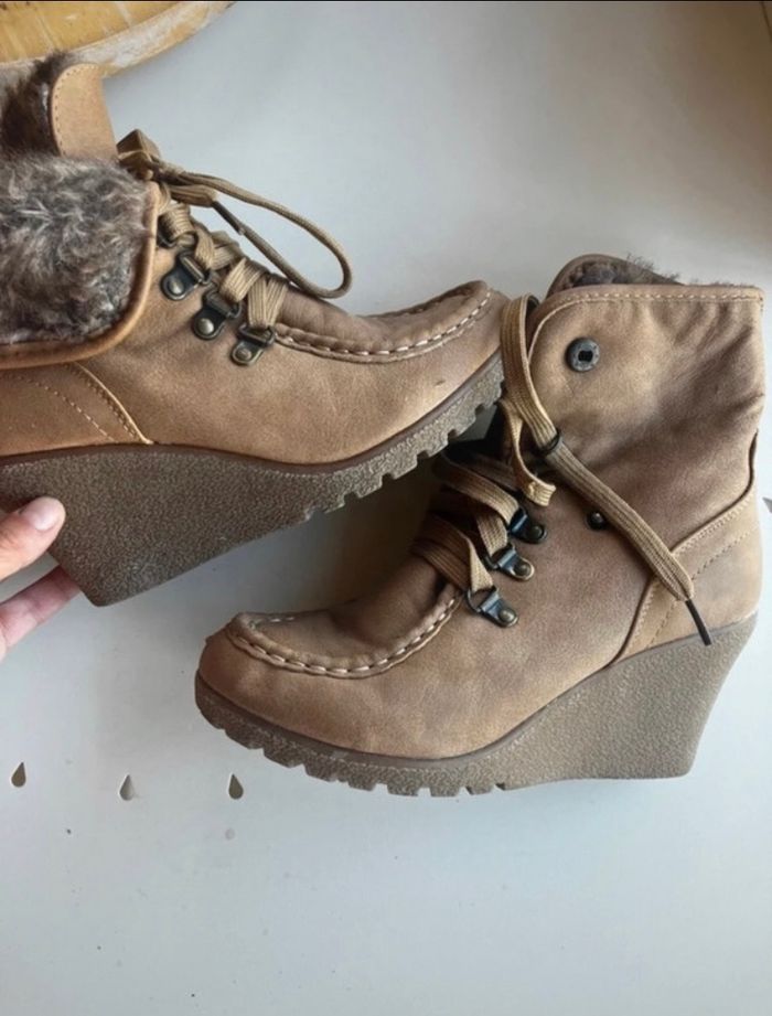 Bottines compensées fausse fourrure - photo numéro 2