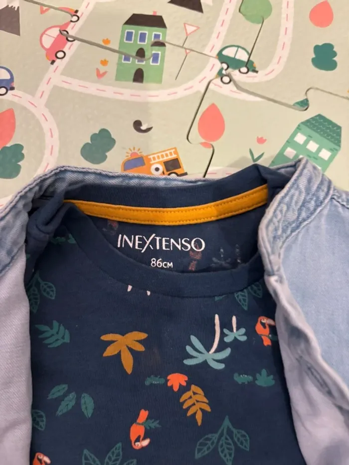 Ensemble t shirt in extenso et short et chemise Kiabi 24 mois - photo numéro 2