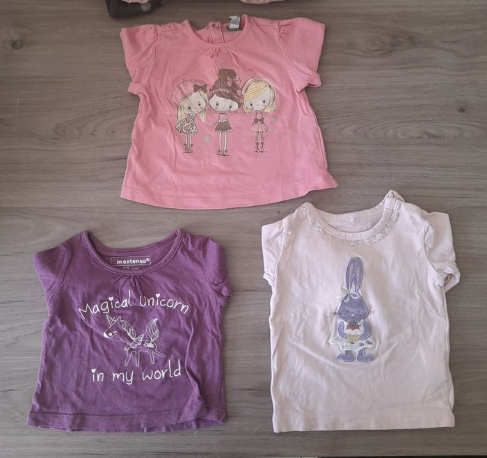 Lot 3 t-shirt fille / Taille 3 mois. - photo numéro 2