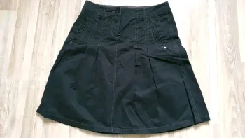 Jupe mi-longue toile jean noire T36