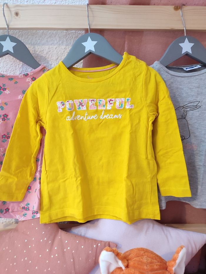Lot de 3 tee-shirts manches longues - 24 mois - Très bon état - Lupilu/Mots d'enfants - photo numéro 2