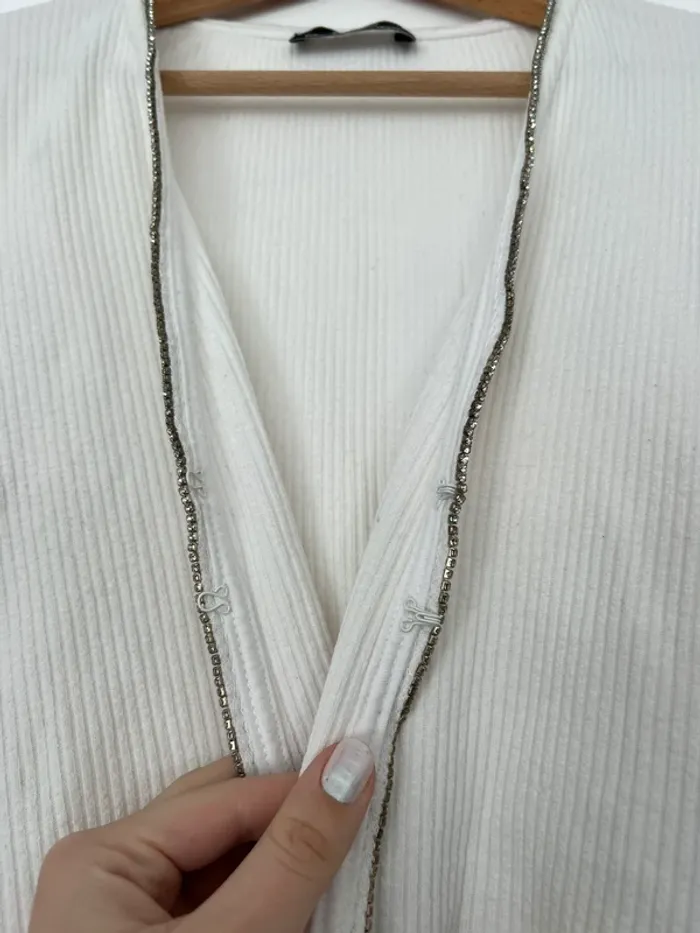 Top côtelé diamant manches longues femme Bershka - photo numéro 2