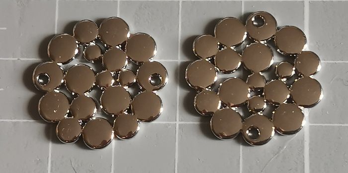 🔗 2 Pendentifs connecteurs "bulles" en métal argenté - photo numéro 2