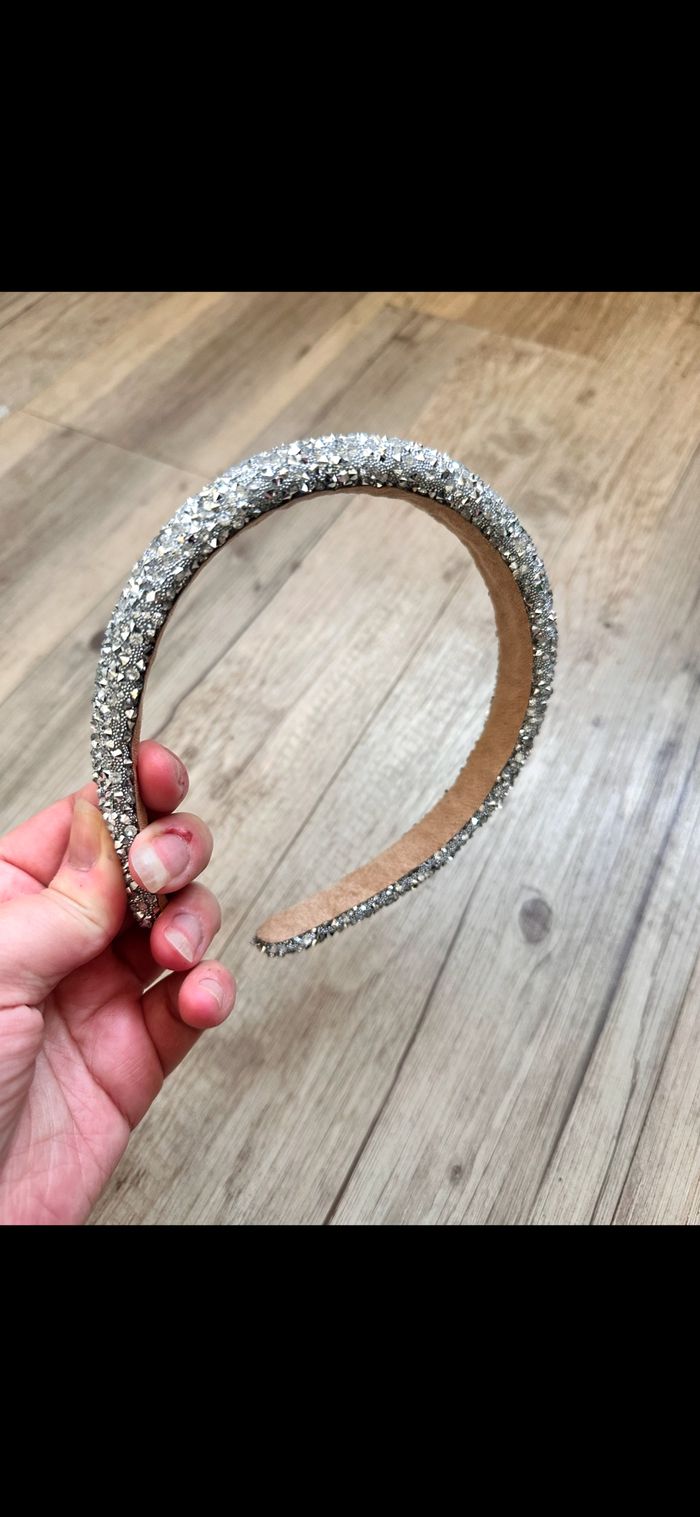 Serre tête large strass argenté enfant et adulte - photo numéro 5