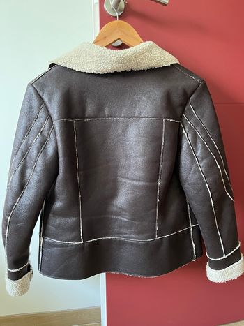 Blouson marron bi matière 