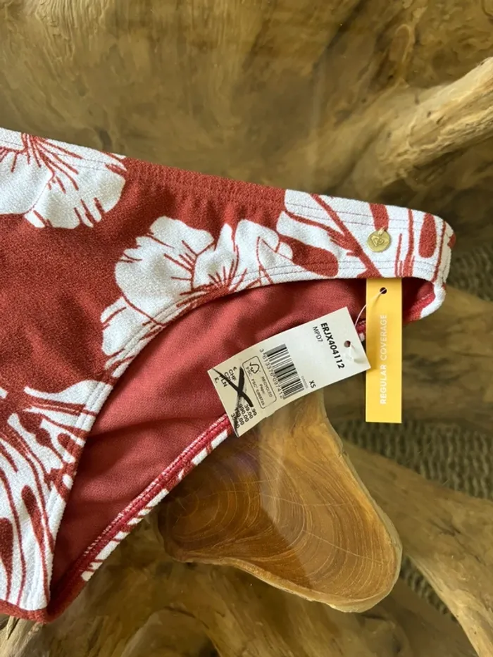 Bas de maillot de bain Roxy femme tropic fleur feuille marron blanc - photo numéro 5