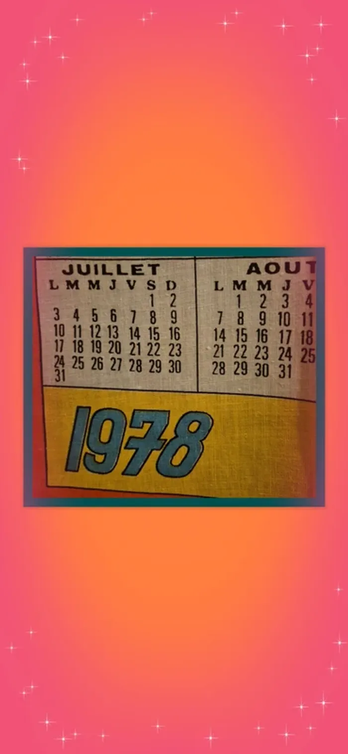 🎂 Torchon Calendrier - 1978 🎂