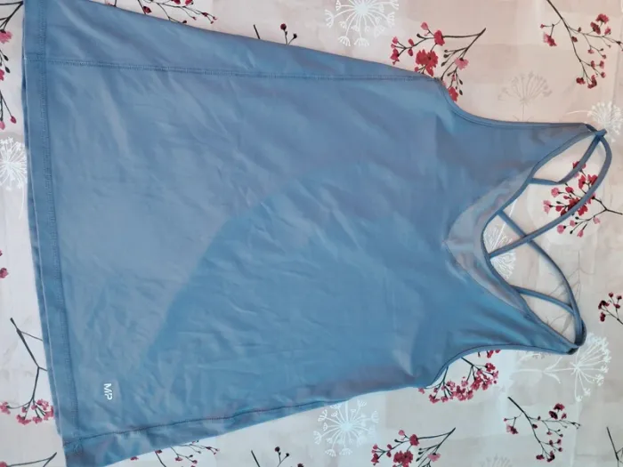 Joli débardeur style sport bretelles croisées, stretch, gris bleuté - T40 / L - MP
