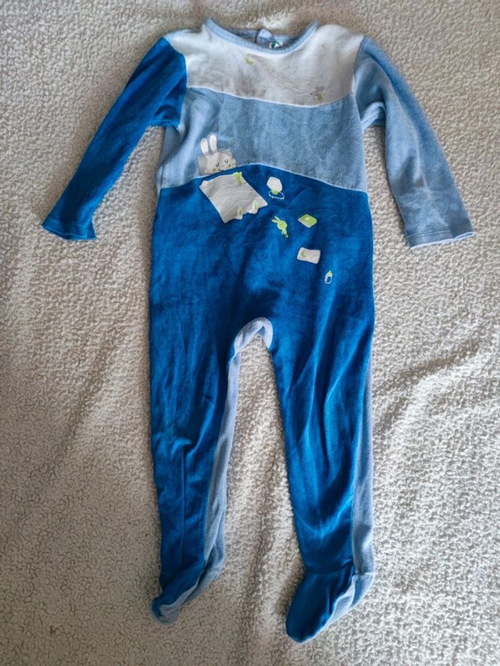 Pyjama velours lapin bleu T.36 mois