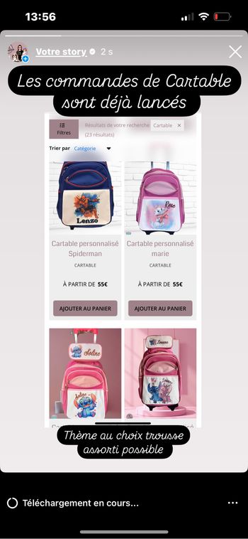Cartable au choix personnalisé