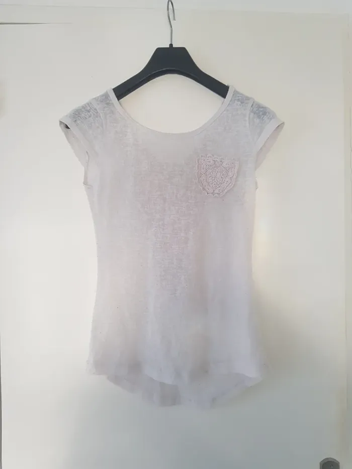 Haut Blanc Transparent Taille S