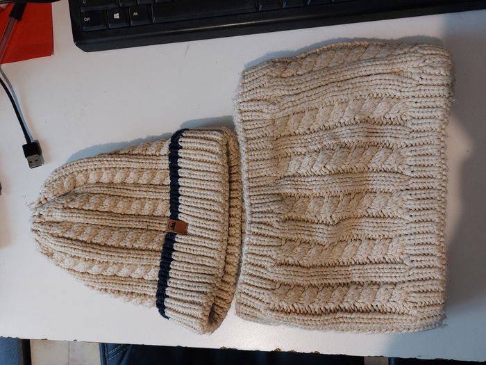 ensemble bonnet et cache cou beige marron 8 10 ans - photo numéro 2