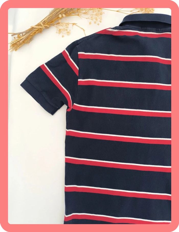 Magnifique Polo Ralph Lauren homme S bleu Marine rayures rouges blanches logo jaune excellent état - photo numéro 13