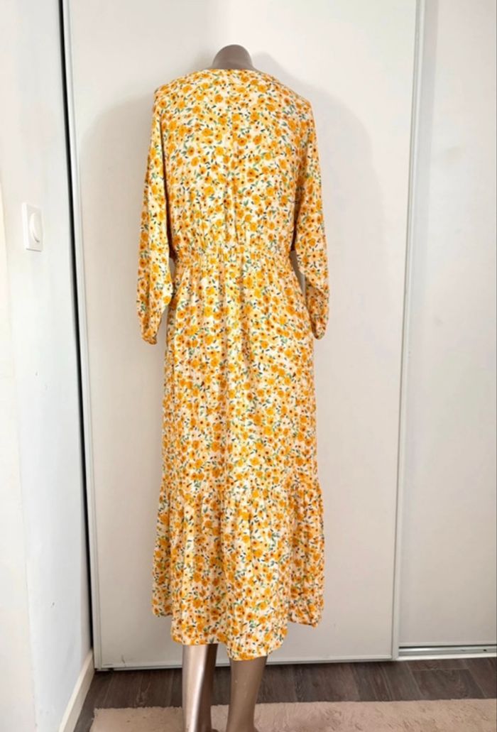 Robe longue bohème fleurie jaune & blanche taille 38 (M) Promod - photo numéro 2