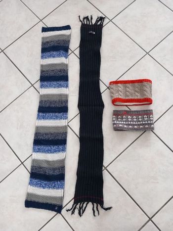 Lot 2 écharpes et 2 tours de cou