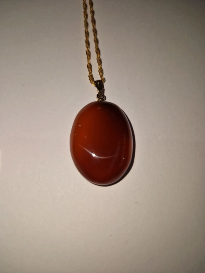 Collier plaque or et onyx orange - photo numéro 6