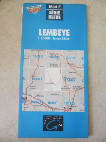 Carte IGN Série bleue 1644 E Lembeye 1:25000