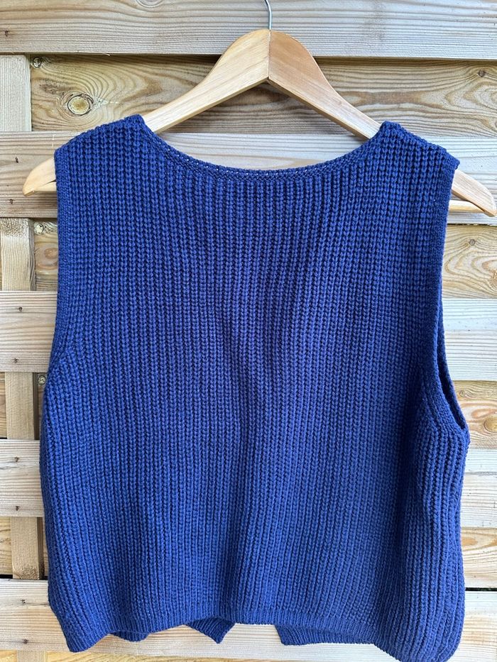 Gilet sans manches en maille bleu marine - photo numéro 2