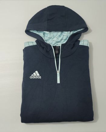 Vêtement vintage de marque Sweat capuche Adidas bleu foncé XL #D84