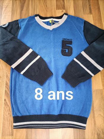 Pull coll V bleu et bleu marine 8 ans Orchestra 