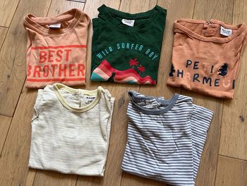 Lot 5 tee shirts manches courtes 24 mois 2 ans tao kiabi