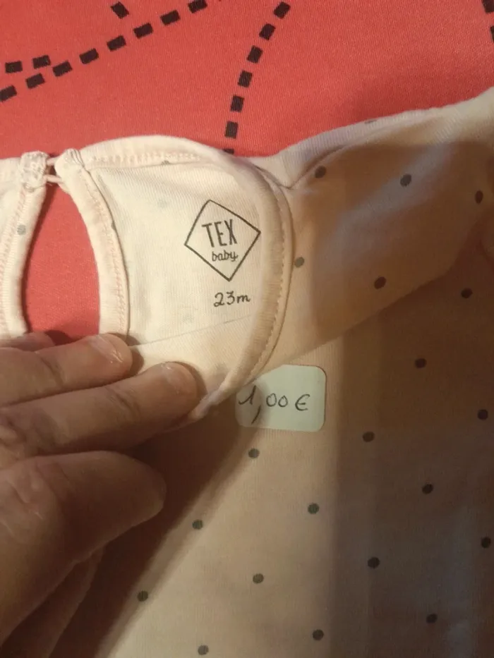 Haut manche longue taille 23 mois rose à pois gris - photo numéro 3