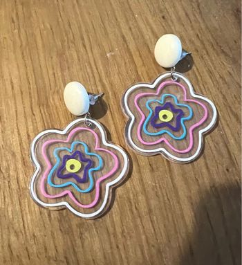 Boucles d’oreilles fleurs multicolores