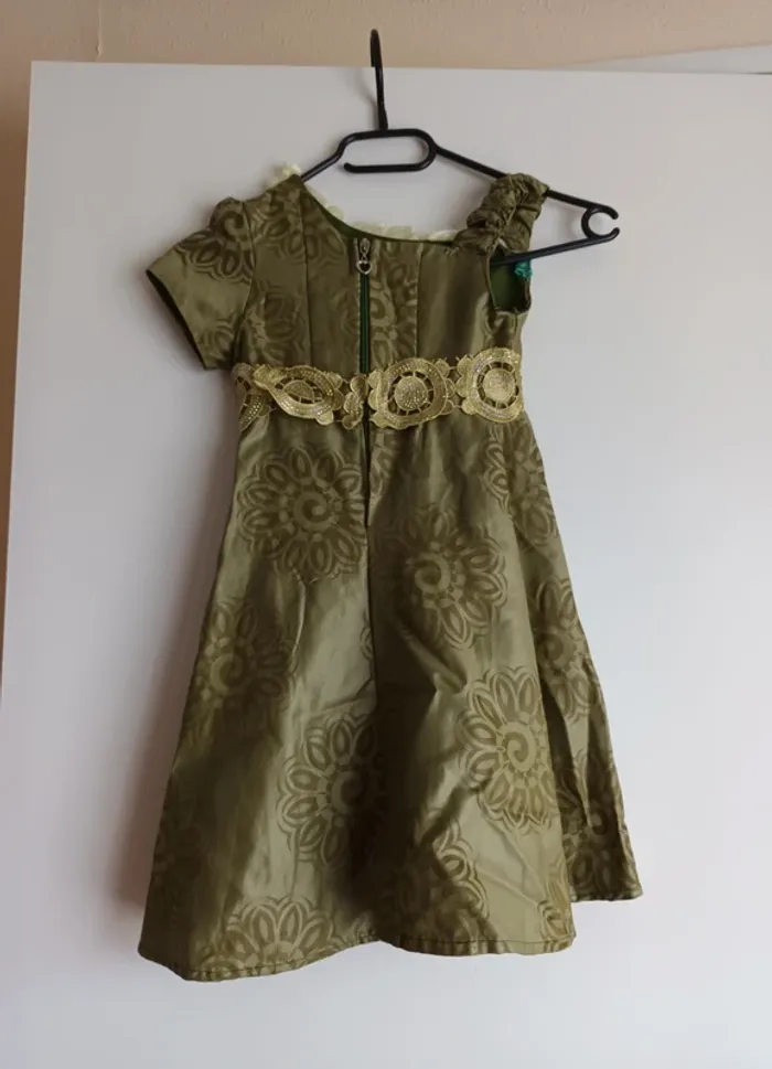 Robe wax bébé fille kaki fête - photo numéro 2