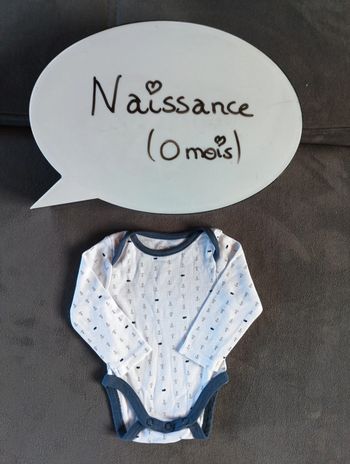 Body manches longues Mixte 0 mois Naissance Obaïbi ancre mer poisson coton bio